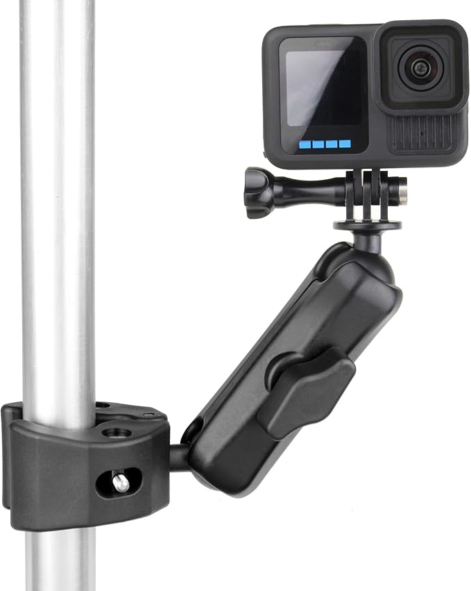 GEPULY Super Clamp Mount with Dual Ballheads & Phone Holder 20-50mm for GoPro Hero Series, Insta360, DJI OSMO Action Cameras, DSLR, Motorcycle, Handlebar, Desk, LED Light, Flash Light
