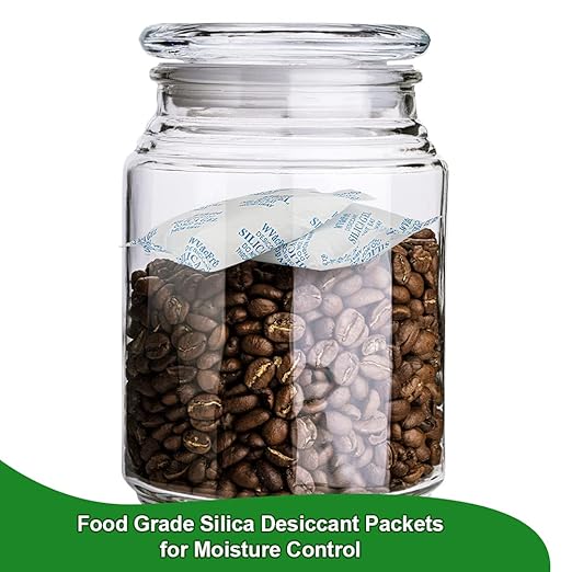 20 Gram(50Packs) Food Grade Moisture Absorber Silica Gel Desiccant Packets for Storage,Desiccant Beads Silica Gel Packs for Moisture Control