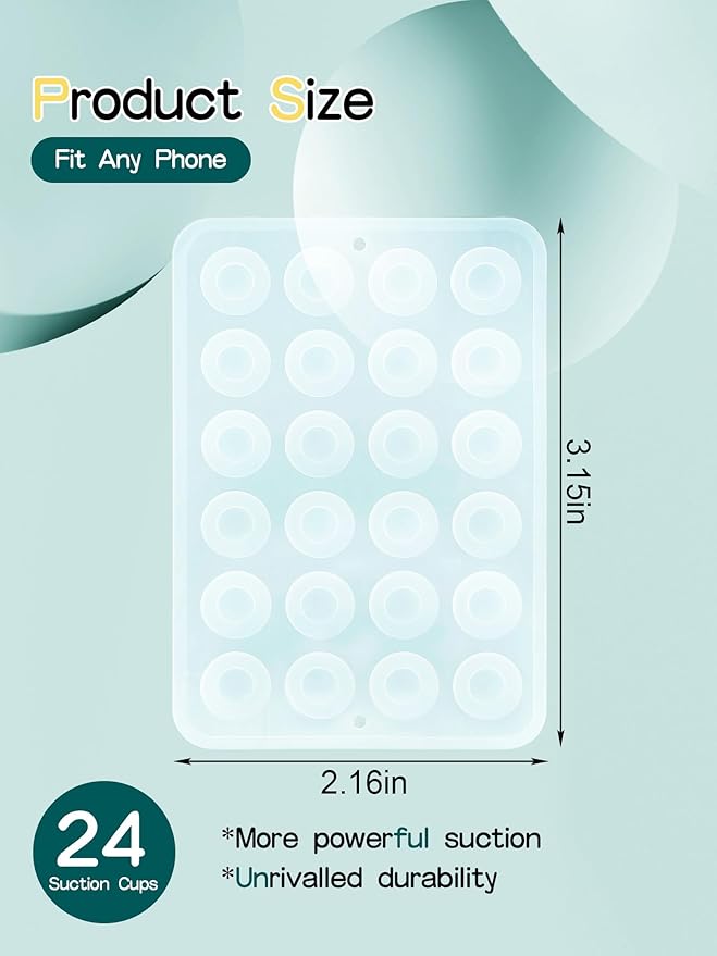 Silicone Suction Phone Case Mount, Non Slip Sticky Grip, Silicon Adhesive Suction Cup Mount, Strong Grip Holder for Selfies and Videos,Clear 2 Pack