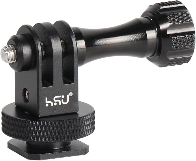 HSU Aluminum Cold Shoe Mount Adapter, 1/4-20 screw hole Tripod Mount Adapter for GoPro Hero 13/12/11/10/9/8/7/6, DJI Osmo Action AKASO, Applicable for Tripod Selfie Stick Monopod and DSLR Camera Flash
