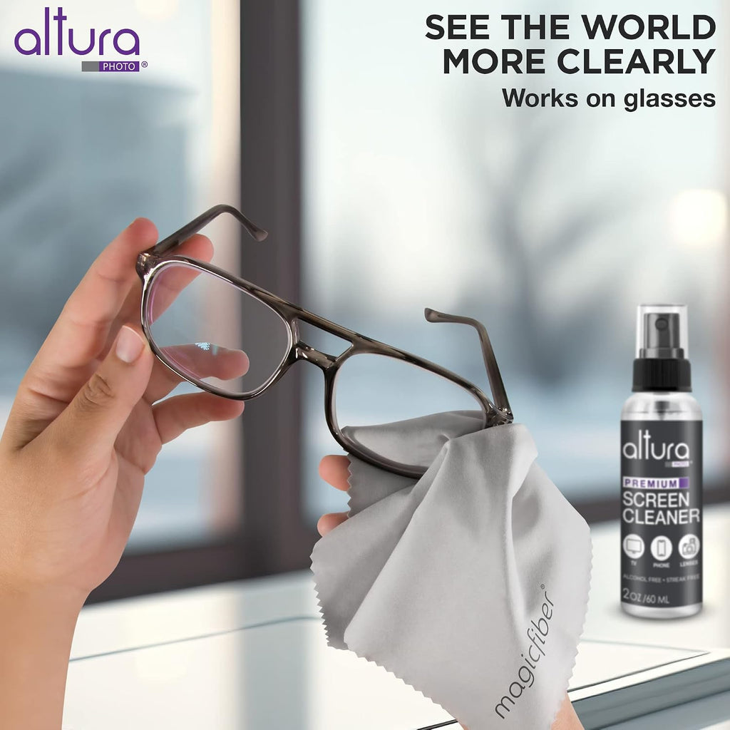 Altura Photo Screen Cleaner Spray Kit with 2 MagicFiber Cloths, 2 oz