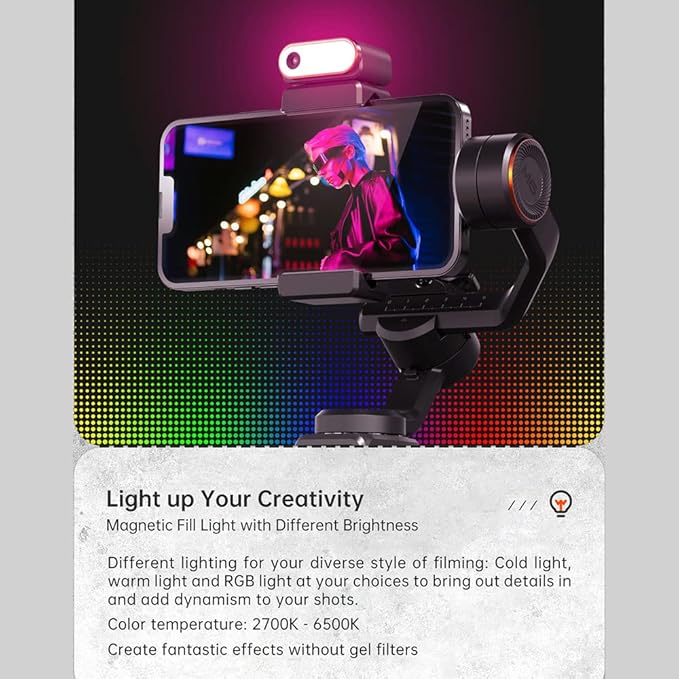hohem AI Tracking Sensor Magnetic Fill Light with AI Vision Sensor AI Tracker Compatible with hohem iSteady M6/ MT2 Smartphone Gimbal Stabilizer