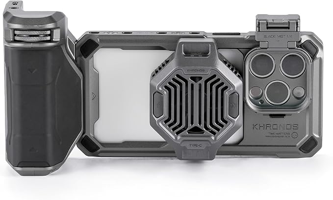Tilta Khronos Advanced Kit Compatible with iPhone 15 Pro - Space Gray | Includes Phone Case, ND Filters, PD Focus Handle, and Cooling Fan
