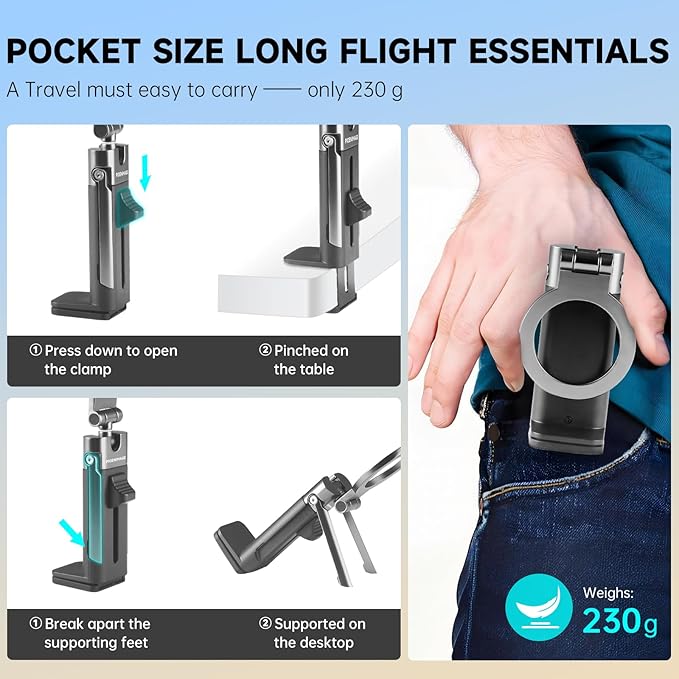 Magnetic Airplane Phone Holder for iPhone 17-12 Series, Foldable Magnetic Phone Stand for Desk, 360° Rotation Phone Tripod Mount, Travel Phone Holder with Strongest Magnet