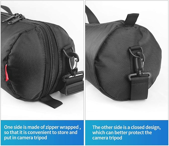 HEMMOTOP Tripod Bag, 47x7in All Sides Thick Tripod Carrying Case with Shoulder Strap and Handle, Heavy Duty Light Stand Bag with Two Zippered Pockets for Pool Cue, Speaker Stand -R12018