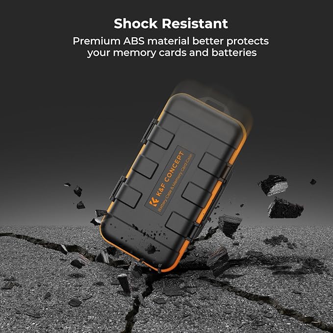 K&F CONCEPT Camera Battery SD Card Holder for 4 SD Cards/6 TF/2 CF/2 XQDs Cards, 2 Slots Battery Storage Case, Water-Resistant Anti-Shock Case for DSLRs, Action Camera Batteries for NP-FZ100