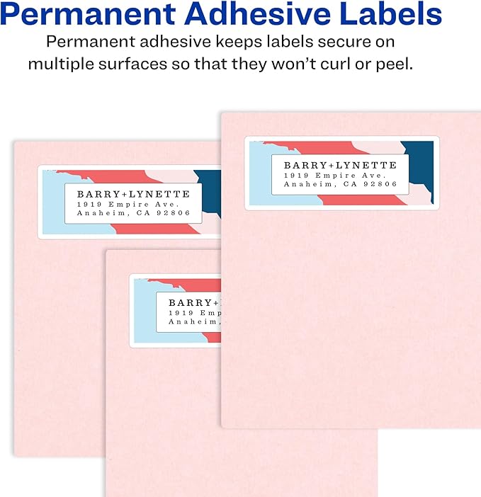 Avery Address Labels, Sure Feed and Easy Peel Technology, Glossy White Labels, 1" x 2-5/8", Permanent Adhesive, Laser/Inkjet, 300 Total (6525)