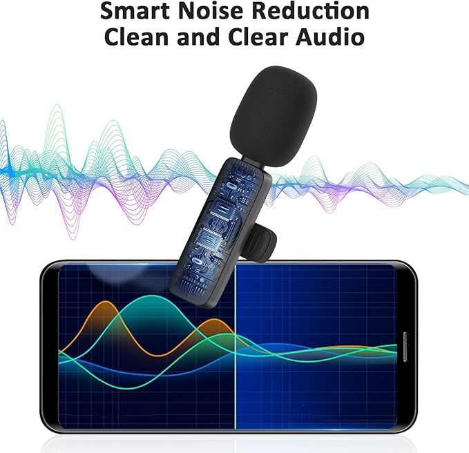 MAYBESTA Wireless Mini Microphone for iPhone 14 Below - Bluetooth Lapel Mic for Video Recording - Clip on Phone Microphones for YouTube Tiktok