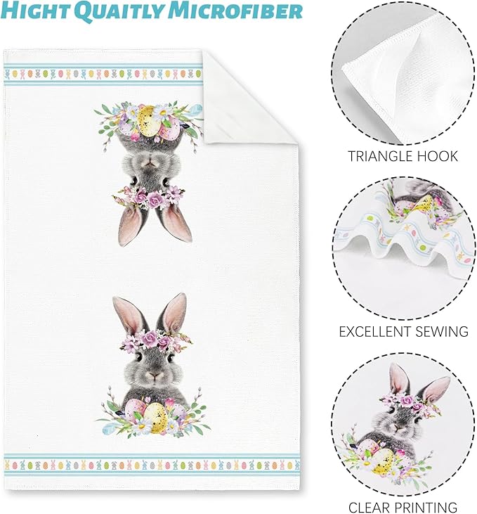 Nialnant Happy Easter Kitchen Hand Towels,Dish Towels for Kitchen,Easter Gifts for Friend, Family, Funny Kitchen Towels and dishcloths Sets,Housewarming Gifts for New House - 16 x 23.6 Inch