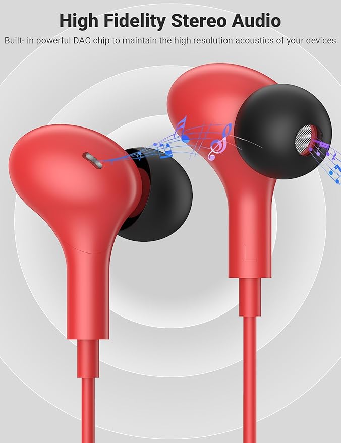 USB C Earbuds with Microphone Cute in Ear Wired Headphone USB-C Plug Ear Buds Corded Head Phone Magnetic Type C Earphone for iPhone 17 Pro Max 16 Plus 15 16e for Samsung A17 A16 S26 S25 S24