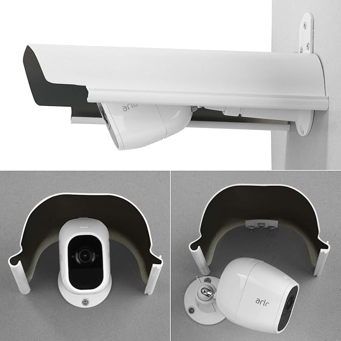 Uogw Sun Rain Shade Camera Cover Shield Works for Blink XT,XT2,(3rd Gen) XT3,XT4 (4th Gen),Arlo,Arlo Pro,WyzeCam,Nest,Ring,Protective Roof for Outdoor Security Cameras, Aluminum Alloy Material-White