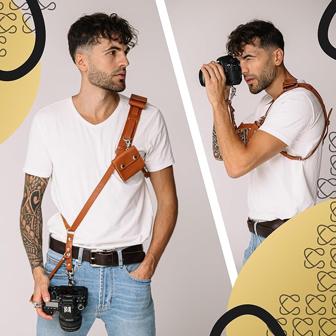C Coiro Leather Camera Strap for One Camera Professional Single Leather Harness Shoulder Strap Quick Release