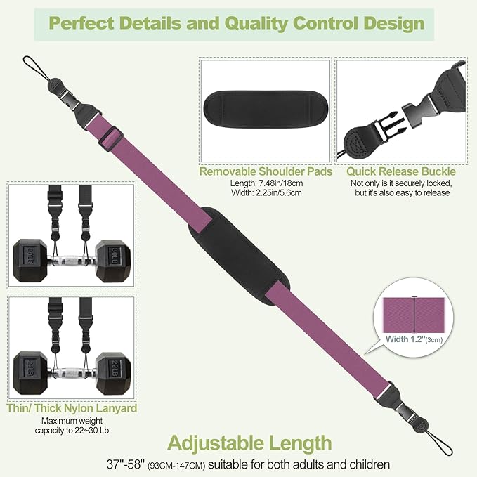 Universal Shoulder Strap, Removable Neoprene Padded Camera Strap, Adjustable Neck Lanyard for iPad, Binocular, Tablet Case, Camera, Luggage Bag (Dark Purple Universal Shoulder Strap)