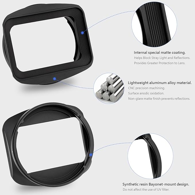 Haoge LH-X18 Bayonet Square Metal Lens Hood Shade with Cap for Fujifilm XF16-55mmF2.8 R LM WR II Fuji Fujinon XF 16-80mm F4 R OIS WR Lens