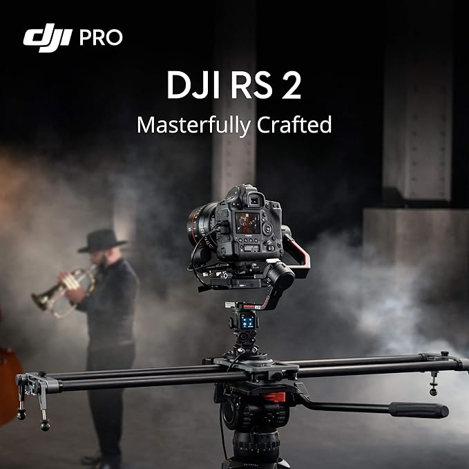 DJI RS 2 Full-Color LCD Touchscreen Gimbal Stabilizer with Cinematic Sharpness, Titan Stabilization Algorithm, Carbon Fiber Axis Arm, and Built-in Front Dial (Renewed)