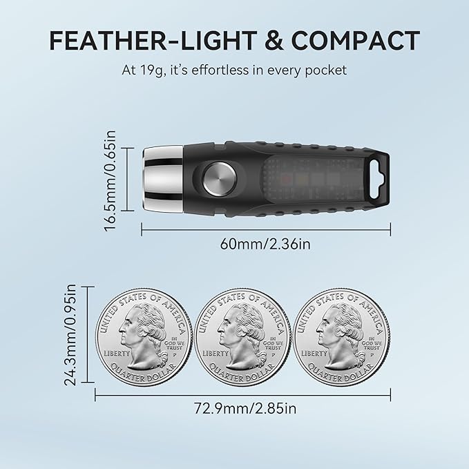 S12PLUS-2 EDC Keychain Flashlight Rechargeable, 610 Lumens Mini Flashlight with Magnet & Clip, USB C Pocket Flashlight and Side Light 6Modes for Emergency, Home, Inspection, Camping (Black)