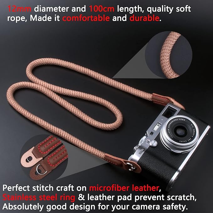 Camera Strap,Soft Rope Camera Neck Strap, Shoulder Strap for DSLR SLR Mirrorless Camera with Round Hole Interface 100cm