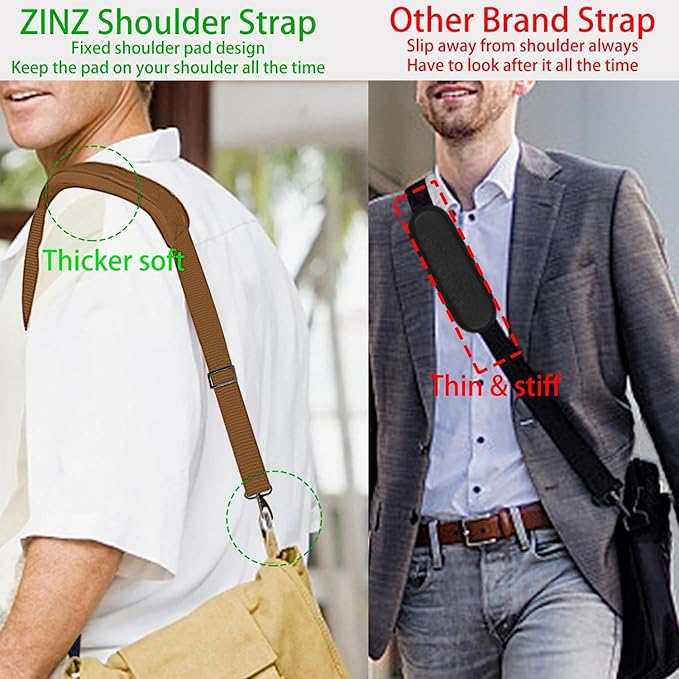 ZINZ Shoulder Strap 58" Ultra-Thick Fixed Padded and Adjustable Buckles Crossbody Strap for Briefcase Laptop Bag Luggage