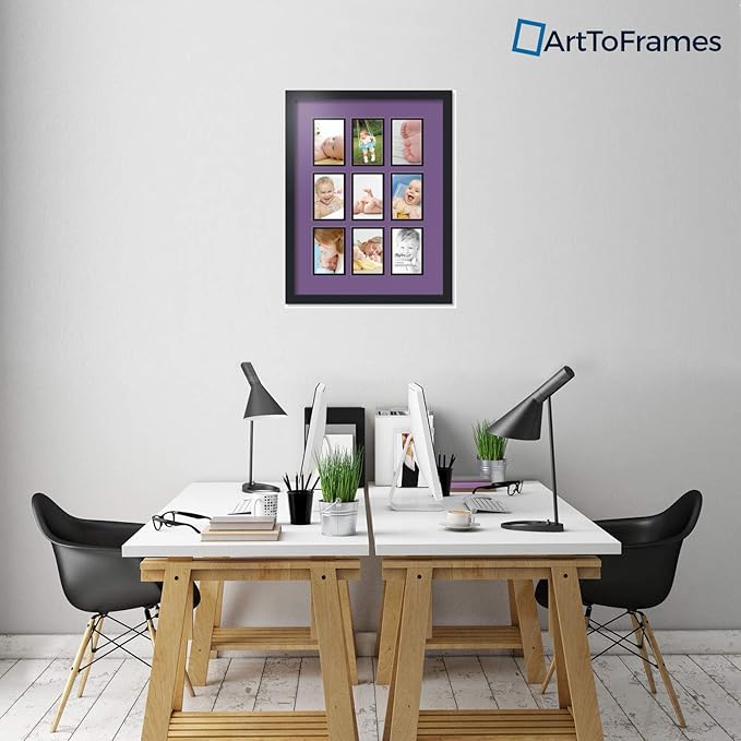 Art to Frames Double-Multimat-1047-849/89-FRBW26079 Collage Photo Frame Double Mat with 9-4x6 Openings and Satin Black Frame