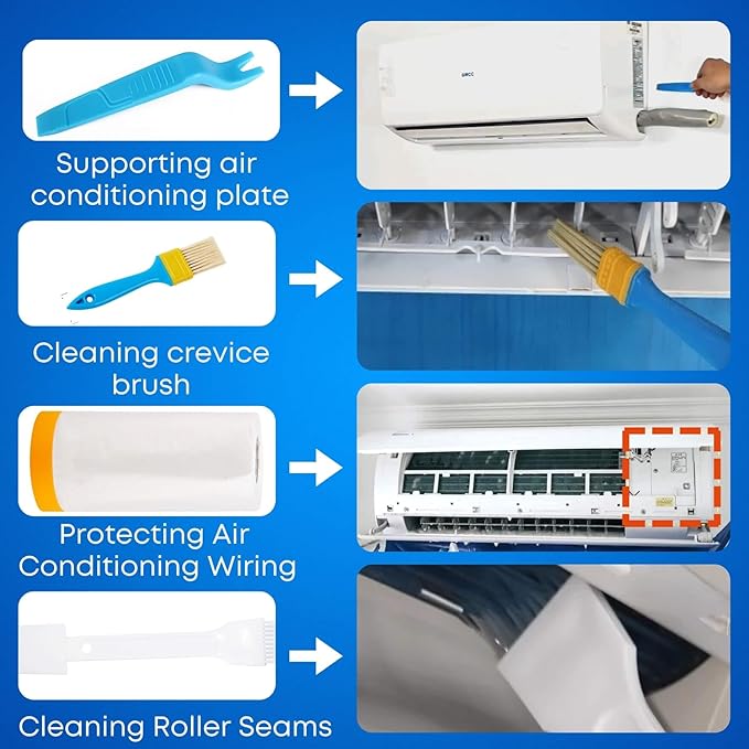 Oiktylr Mini Split Cleaning Kit Bag with 2L High Pressure Sprayer, Air Conditioner Cleaning Kit with Waterproof PVC AC Cleaning Cover Bib with 10pcs HVAC Cleaning Tools, Large