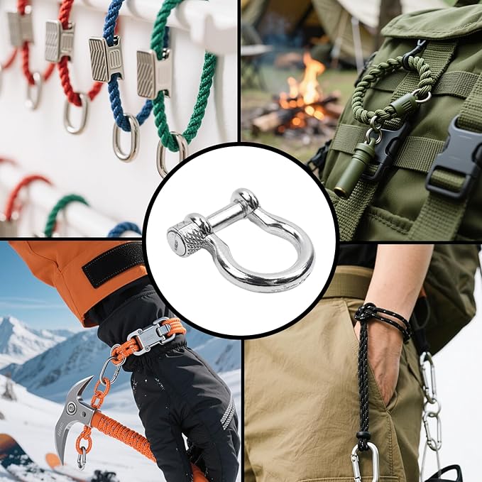 Semetall Screw Pin Anchor Shackle,10 PCS D Ring Shackle for Rigging, Lifting, Tow Strap, and Steel Wire Rope(15mm or 3/8")