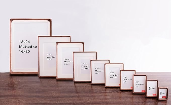 Natural Wood Photo Frames Inspired Tabletop Picture Frame with Mat, Vertical or Horizontal Display (Walnut, 5x7 matted to 4x6)