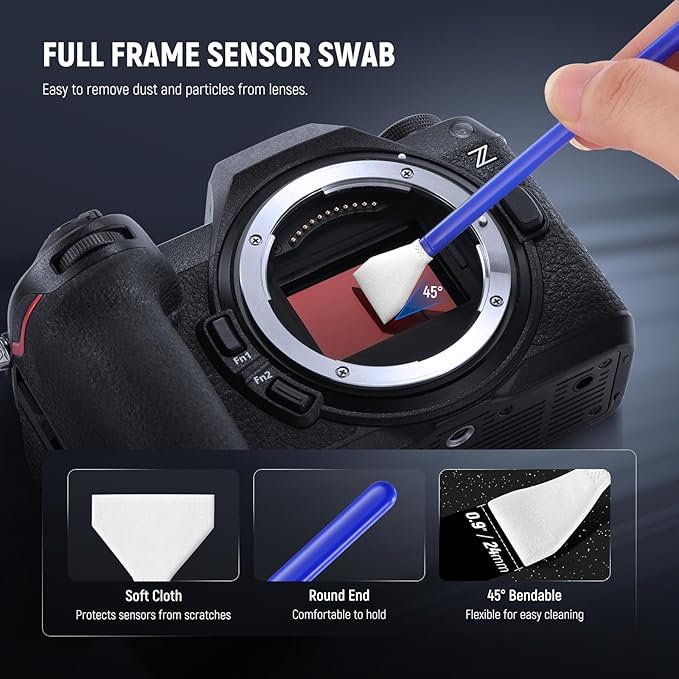 NEEWER 12 in 1 Camera Lens Cleaning Kit for Electronics, Phones, Tablets, 1x Lens Brush Pen + 1x Air Blower + 1x Cleaner Spray + 3X 24mm Full Frame Sensor Swab + 6X Cleaning Cloth, HM-49