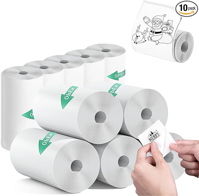 Mini Thermal Printer Sticker Paper,2.2x0.98in(57X25mm), Compatible with iDPRT, CILSER Thermal Printer Paper for Mini Printer/Kids Camera Width Under 57mm, HD,Inkless,Waterproof(Sticky 10 Rolls)