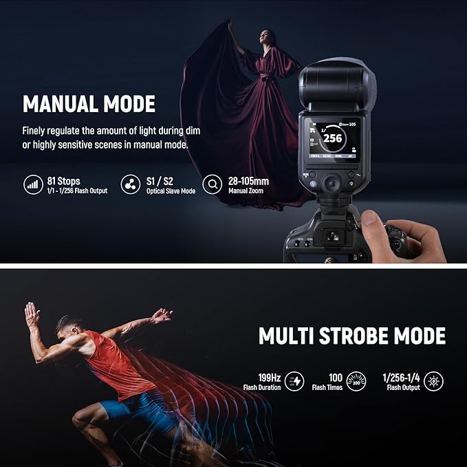NEEWER Z2-C 2.4G TTL Round Head Flash Speedlite Compatible with Canon, 76Ws Speedlight with Upgraded UI, Modeling Lamps, TTL/M Quick TCM Switch, 1/8000s HSS, 2600mAh Battery, Cleaning Cloth