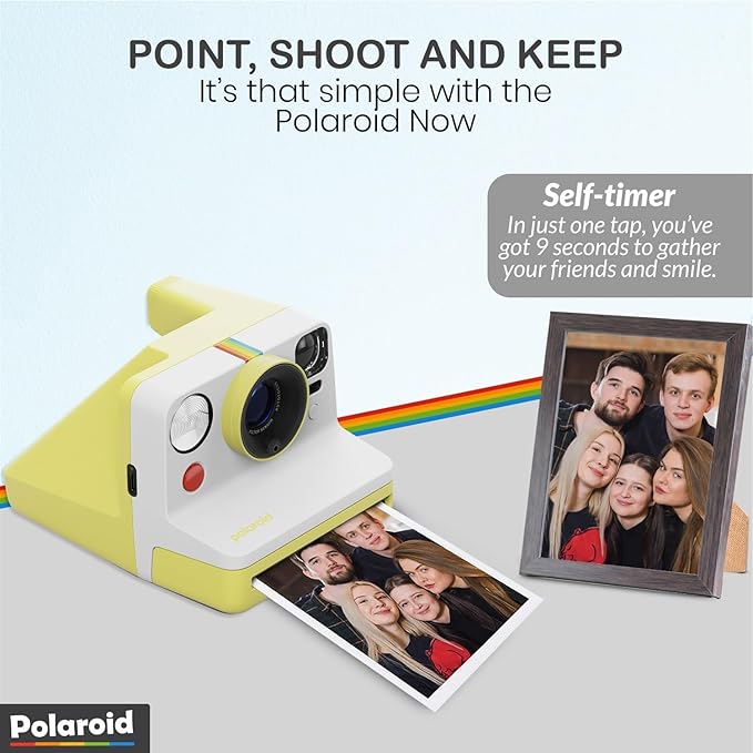 Polaroid Now Generation 3 I-Type Instant Camera (Yellow) Bundle with Color I-Type Film (8 Exposures), Hard Protective Case and Wrist Strap