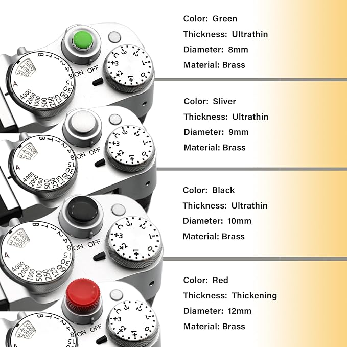 Metal Camera Shutter Release Button Upscale and Delicate Soft Accessories for X-M5 X-T5 X-T4 X-T3 X-T30 X-T30II X100VI X100V X-E4 X-E3 XA5 (Classics)