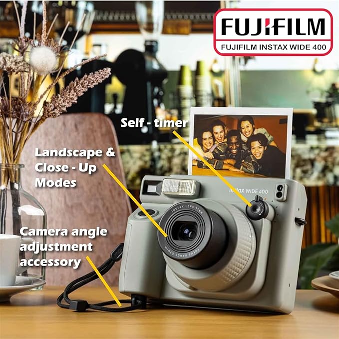 Fujifilm Instax Wide 400 Instant Film Camera (Sage Green) Bundle with Instax Wide Instant Film (40 Sheets), with Accessories Including Protective Carrying Case