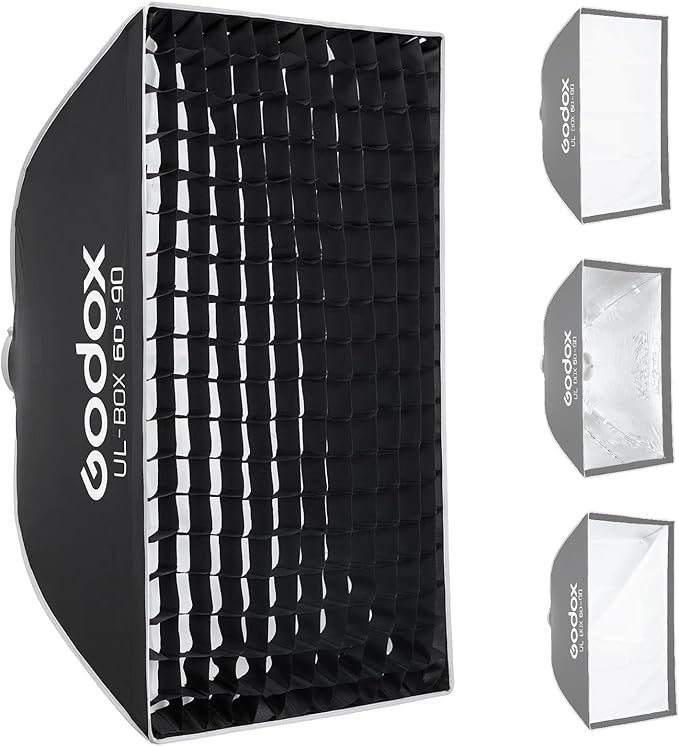 Godox 24”x35” Strip Softbox with Bowens Mount, UL-BOX-60x90 Folding Quick Release Rectangular Softbox Foldable Soft Box with Grid, Diffuser for Godox SMALLRIG/Neewer/Aputure