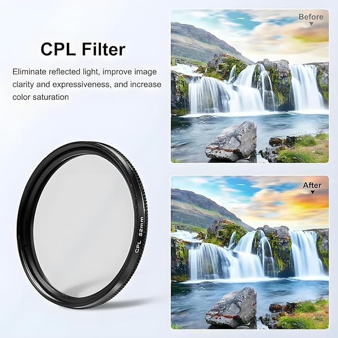 52mm Polarized Smart Phone, adjustments 52mm Polarizing Filter, Clip Design Phone Polarizing Lens, Featuring A Polarizing Filter & Variable ND Filters, for All Phones (Mix,2PCS)