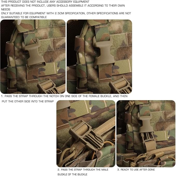 2pcs Tactical Quick-Release Buckles Molle Webbing Buckle Clip Fits Any Chest Rig Or Vest with 2.5cm Buckle