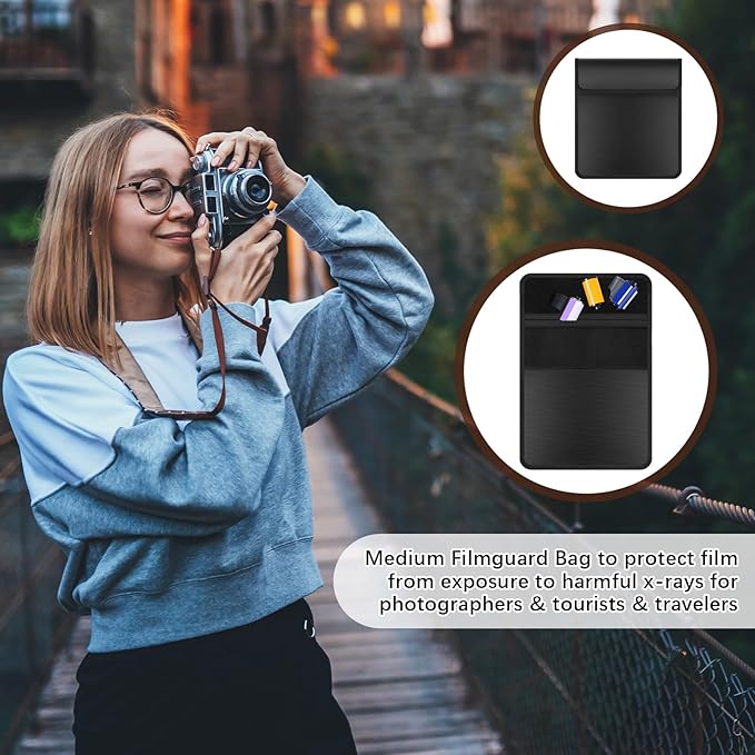 Cosblank 2 Pieces 711-15b Filmguard Bag Waterproof Storage Carrying Case Xray Proof Bags Film X-Ray Protector Radiation-resistant Bag for Photographers Tourists Travelers, Black, Big