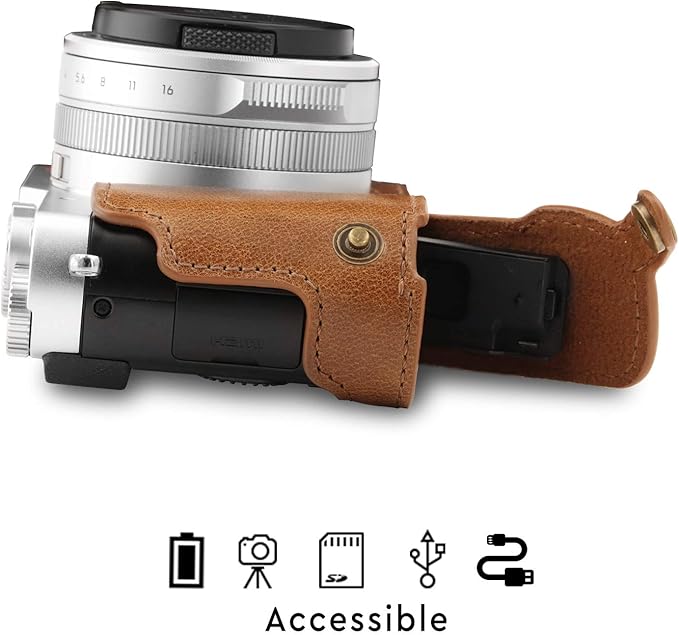 MegaGear MG1606 Ever Ready Genuine Leather Camera Case Compatible with Leica D-Lux 7 - Brown, One Size