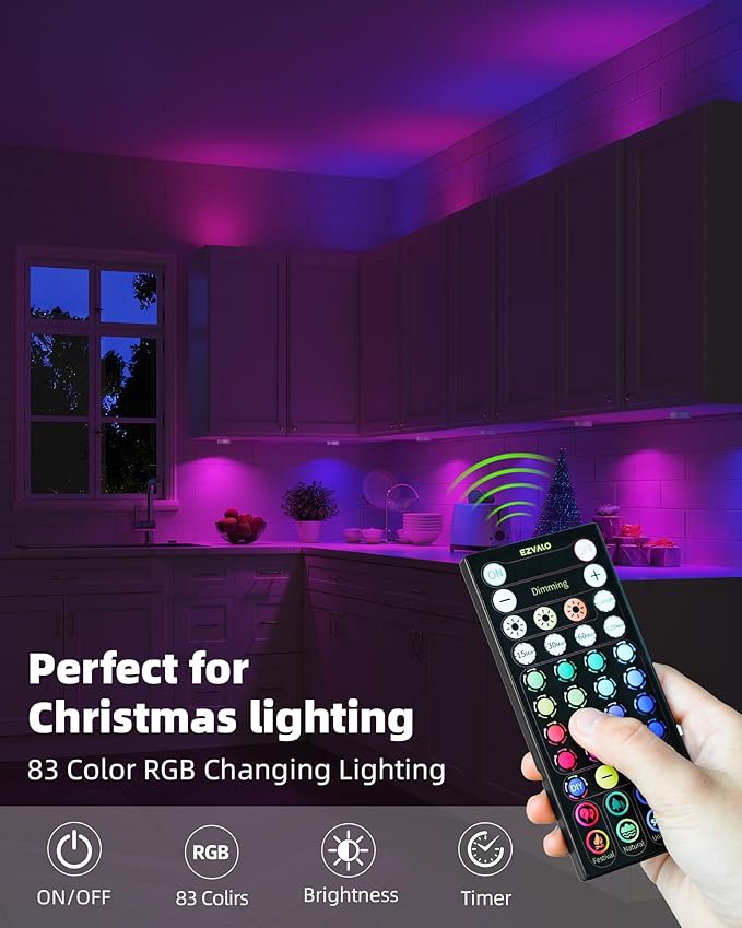 EZVALO LED Puck Lights, 6Pack Rechargeable Battery Touch Light, 2.5'' Mini Tap Lights, Wireless Closet Light, Under Cabinet Lighting, 3 Color & 83 RGB, Sitck On Lights for Kitchen,Pantry,Shelves