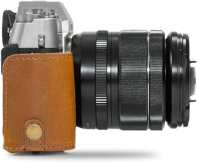 MegaGear MG983 Fujifilm X-T30, X-T20, X-T10 (16-50mm/ 18-55mm Lenses) Ever Ready Leather Camera Case and Strap, with Battery Access - Light Brown
