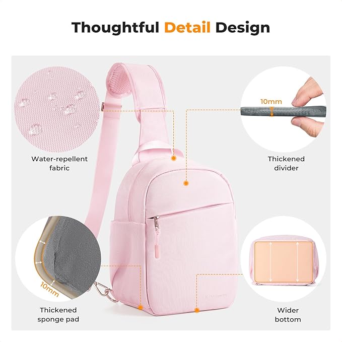 K&F CONCEPT Small Camera Bag for Photographer, Camera Sling Crossbody bag for DSLR/SLR/Mirrorless Camera, Compact Camera Case for Men and Women, Light Pink