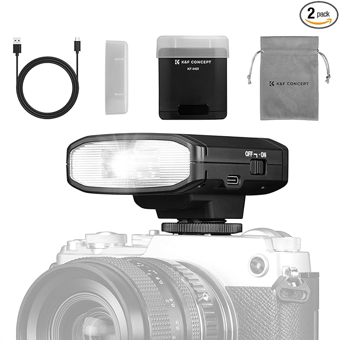 K&F CONCEPT Camera Flash Light, Camera Speedlite GN12/5600K, Built-in 2000mAh Battery Compatible with Canon/Fujifilm/Olympus and Other DSLR Digital Cameras, Speedlight with Single Contact Hot Shoe