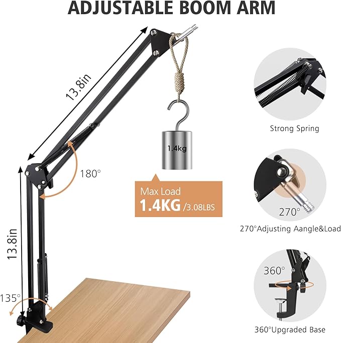 HyperX DuoCast Boom Arm - HyperX Microphone Arm Compatible with HyperX DuoCast, Mic Arm with Microphone Cover, Improve Sound Quality, Microphone Arm for DuoCast by SUNMON