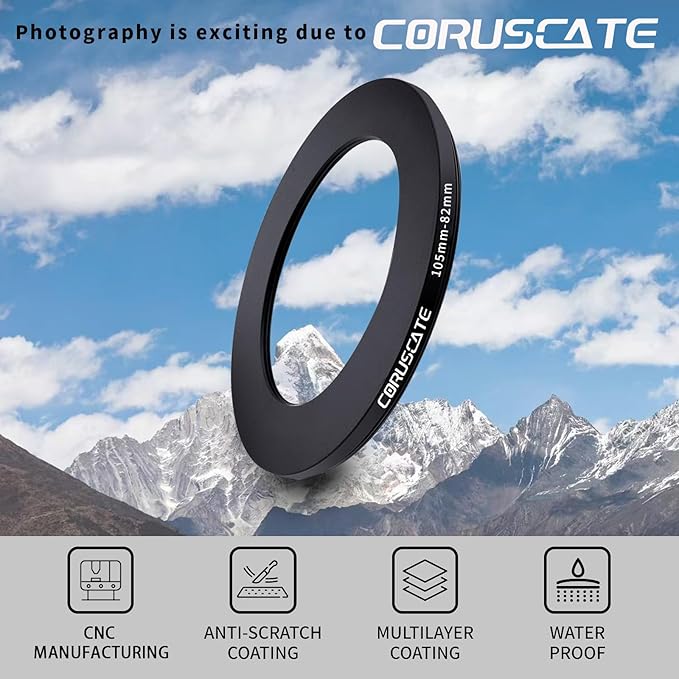 105mm to 82mm Camera Filter Adapter Ring,105mm-82mm Lens Adapter Metal Filter Rings Compatible All 105mm Size Lens and 82mm Thread Size Camera Accessory+1pcs Lens Cleaning Cloth.