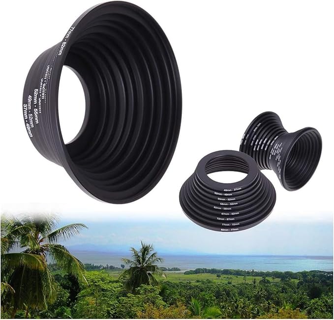 Step Up Rings 18Pcs Metal Filter Ring Adapter Set - 9pcs Step Up + 9pcs Step Down Rings (37-82mm), Compatible with Digital SLR Cameras