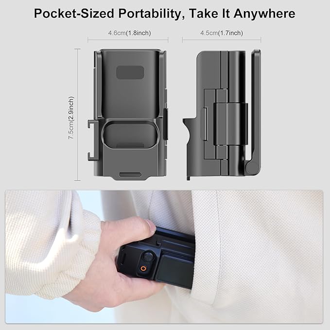Folding Magnetic Mount Base Bracket for DJI Osmo Pocket 3 Accessories- Adjustable Magnetic Phone Mount, Portable Desktop Tripod Stand, Handheld Grip Handle, Vlogging Accessories (Black)