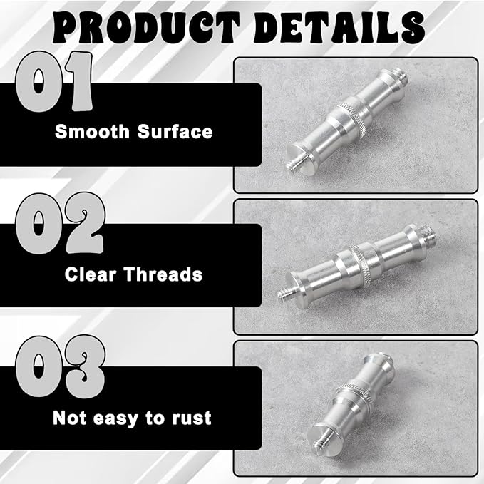 4pcs Standard 1/4 to 3/8 inch Metal Male Convertor Threaded Screw Adapter Tripod Spigot Stud for Studio Light Stand Ball Head Hotshoe/Coldshoe Adapter Flash Holder Wireless Flash Receiver Trigger