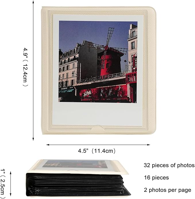 iFreak Polaroid Photo Album Book Fits For Fujifilm Instax Wide Square Picture Album, Holds Square Instant Square SQ1 SQ6 SQ10 SQ20 Camera Film Polaroid 600 i Type 3.5x4.25 inch Film (Beige)