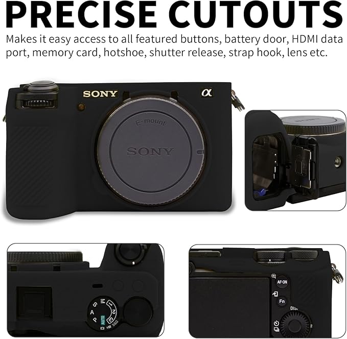 Easy Hood Camera Case for Sony Alpha 6700, Soft Silicone Protective Cover a6700 DSLR Camera Anti-Scratch Slim Fit Body Skin Protector Housing Sleeve for Sony A6700 Mirrorless Camera Black