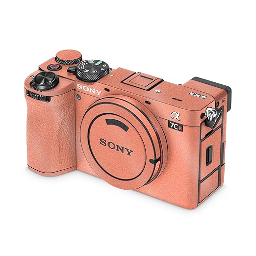 Glossy Glitter Camera Skin Compatible with Sony Alpha 7CR Camera (2023) - Solid Salmon - Premium 3M Vinyl Protective Wrap Decal Cover - Easy to Apply | Crafted in The USA by MightySkins