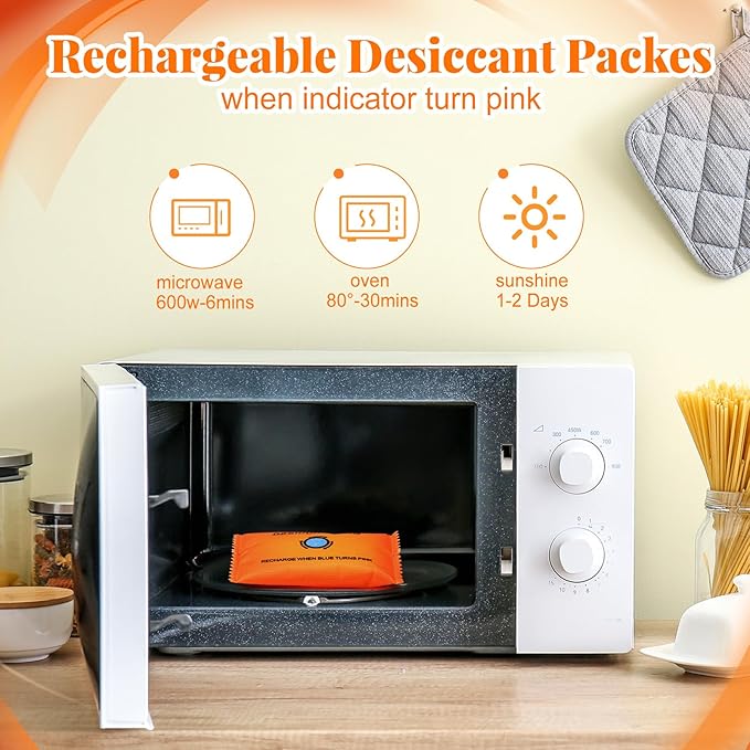 5 Packs 100g Rechargeable Desiccant Moisture Absorbing Bag for Storage Bin Silica Gel Dehumidifier Bag Reusable Indicating Desiccant Packet for Car Home Closet